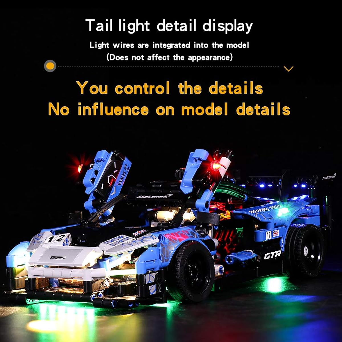 VONADO LED Light Kit for Lego McLaren Senna GTR 42123, Remote Control Lighting Compatible with Lego Technic Car (No Lego Model), Creative DIY Decorative Lights for McLaren Lego 42123 (Lights Only)