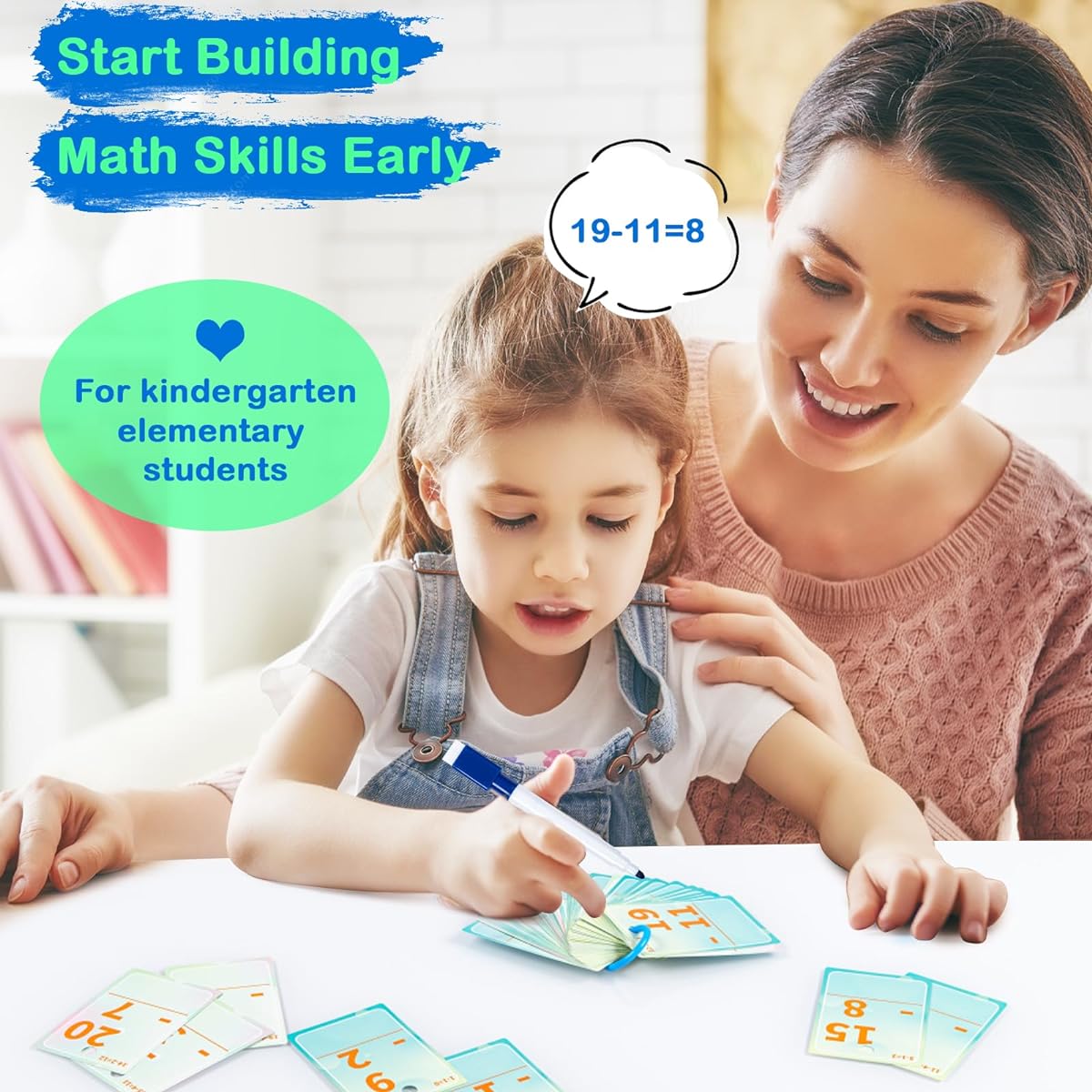Subtraction Flash Cards Math Facts Flash Cards 1-20 Math Manipulation Games Kindergarten 1/2/3/4/5/6 Ages 4-12