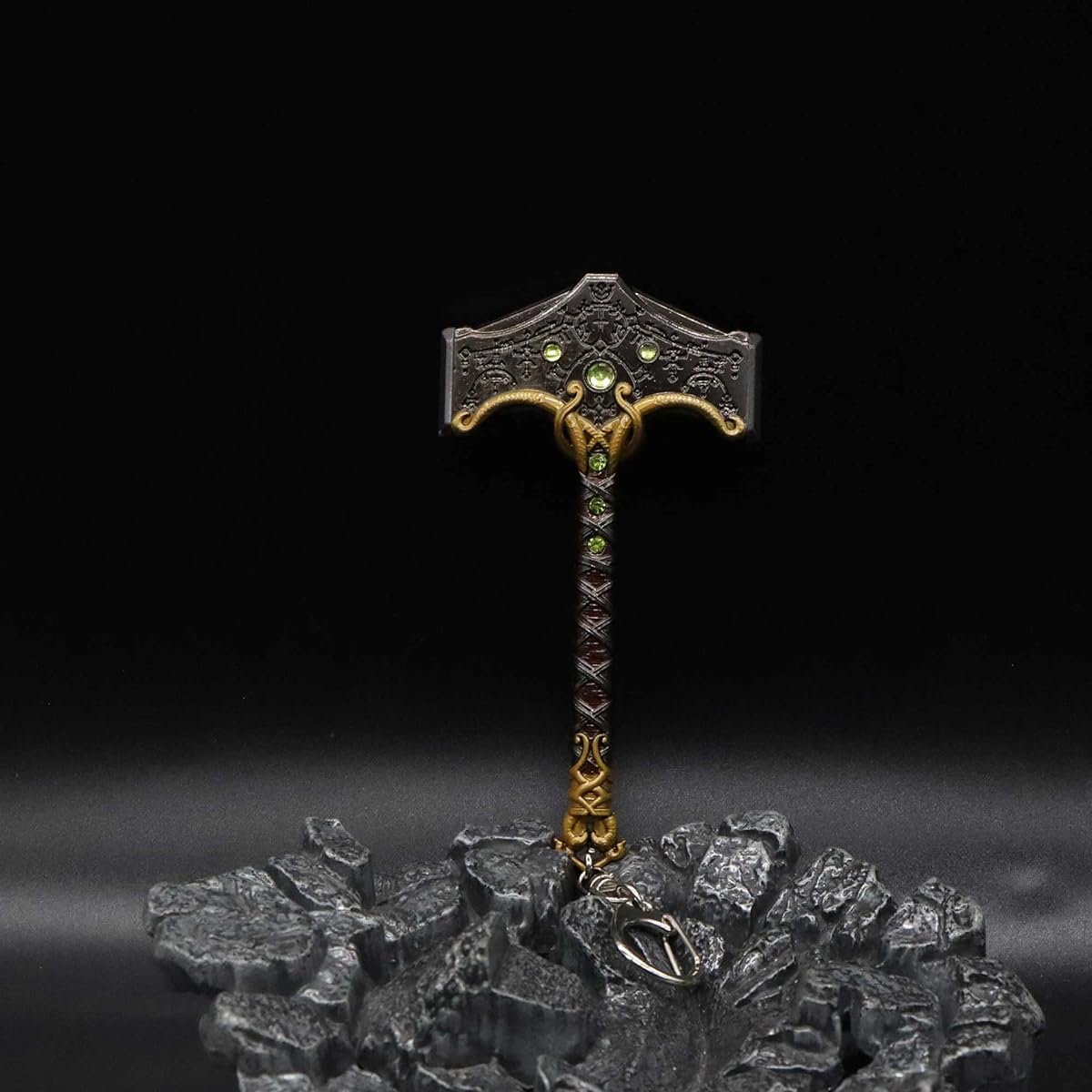 Metal Weapons Thor's Hammer Metal Mjölni Kratos Weapon Figure Desk Decor Backpack Pendant Party Supplies Gift Game Collection Gift, Gold, Mini