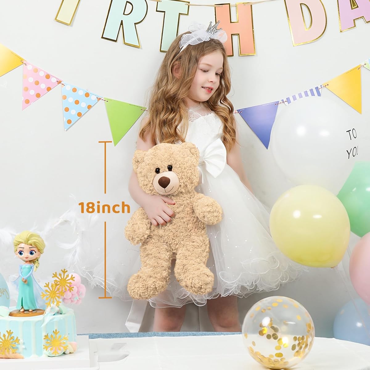 Tezituor Small Teddy Bear Stuffed Animal, Cute Teddy Bear Plush Toy for Kids Girls Boys, Beige, 18 Inch