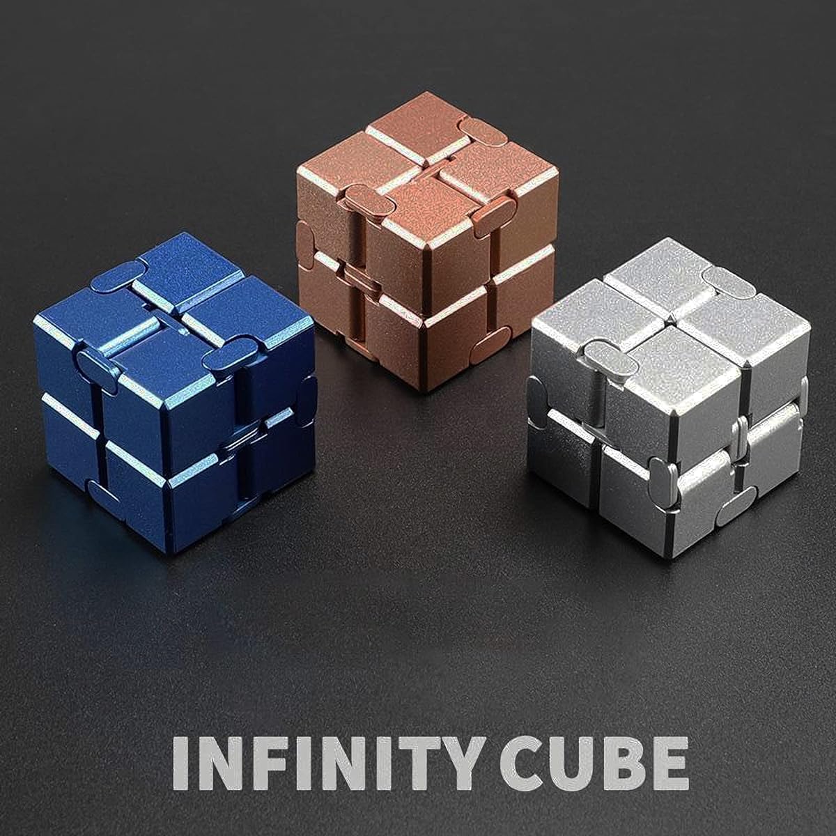 MQZJSHOP Minqi Infinity Cube Fidget Toy Stress and Anxiety Relief Relaxing Handheld Fidget Toy for Adults and Kids Blue/Silver/Rose Gold (Glossy Gold)