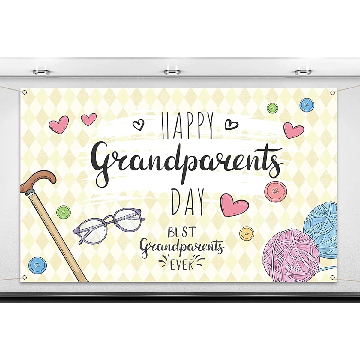 Nepnuser Happy Grandparents Day Photo Booth Backdrop for School Events Retirement Love Grandparents Party Decorations Grandpa Grandma Holiday Photo Wall Decor (7x5ft)