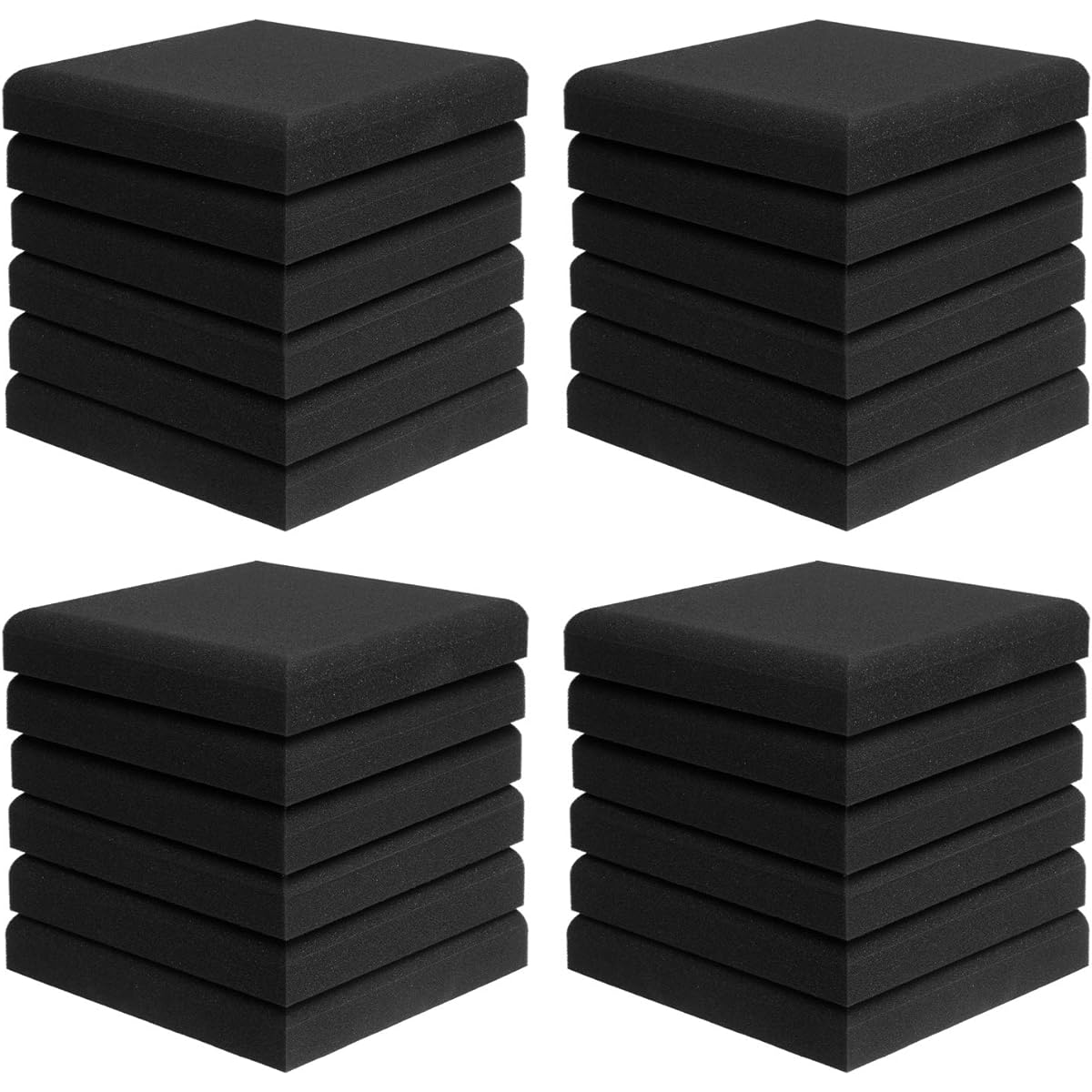 JBER Acoustic Studio Foam 24 Pack 2" x 12" x 12" Round C-Panel Soundproofing Studio Wall Pad Sound Absorbing Fireproof Pyramid Wedge Tile