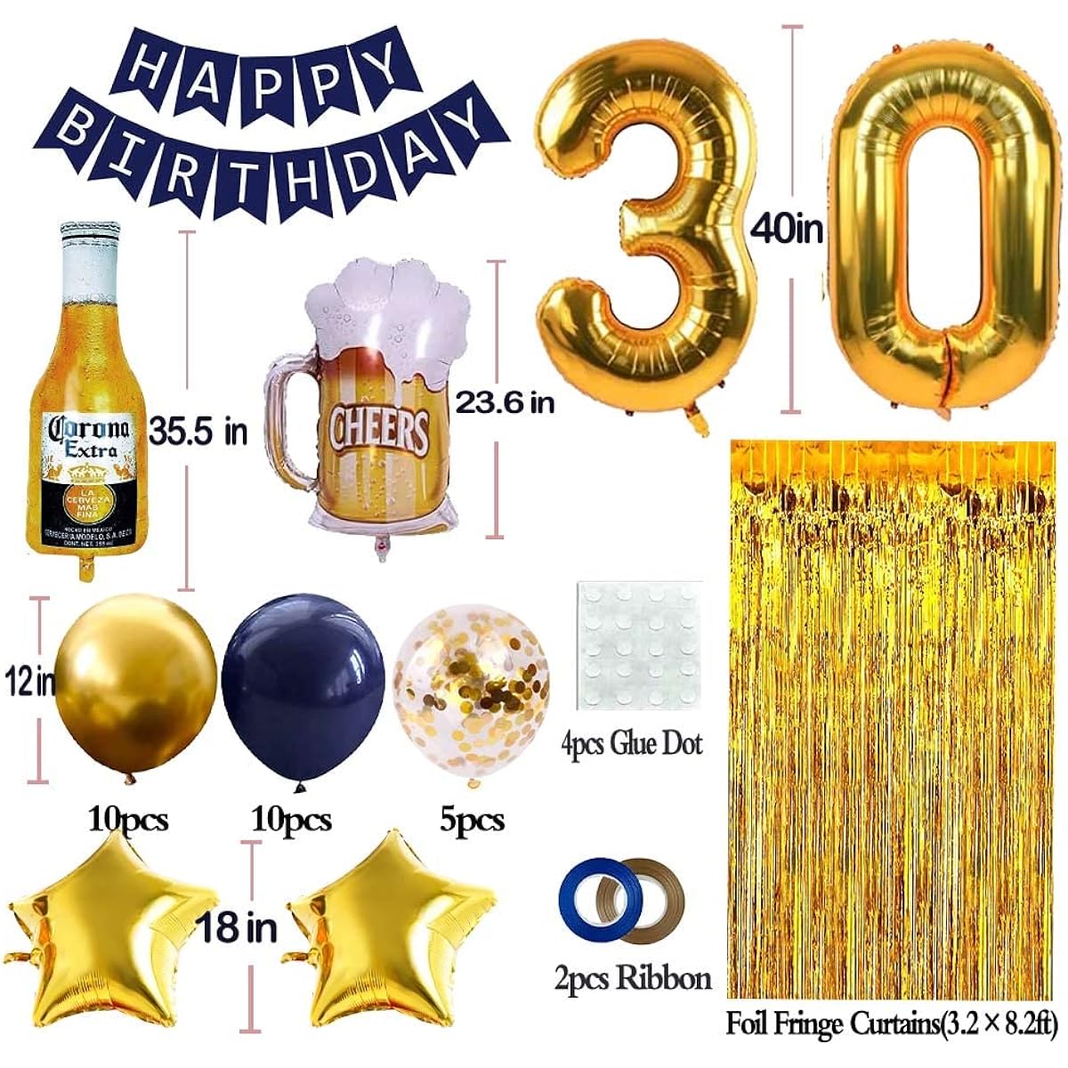 30th Birthday Decorations for Men Navy Blue Gold 30th Birthday Party Decorations 30th Birthday Party Decorations 30 Number Balloons 30 Birthday Decorations