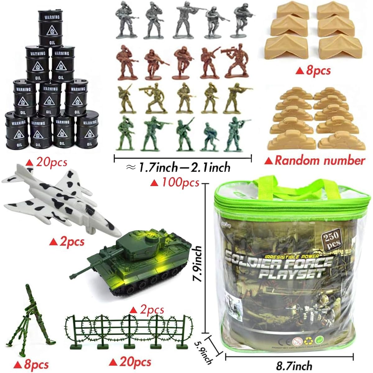 3 Otter 250pcs Army Men Military Set Army Men Action Figures Military Figures Accessories WWII Army Toys for Men Boys