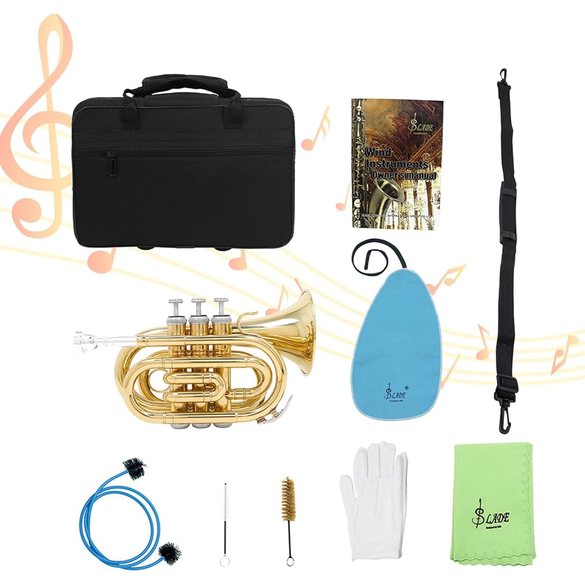 STARTIST BB Trumpet Mouthpiece with Carrying Case Professional Lightweight Kit Gloves for Party Band Orchestra Beginners Kids