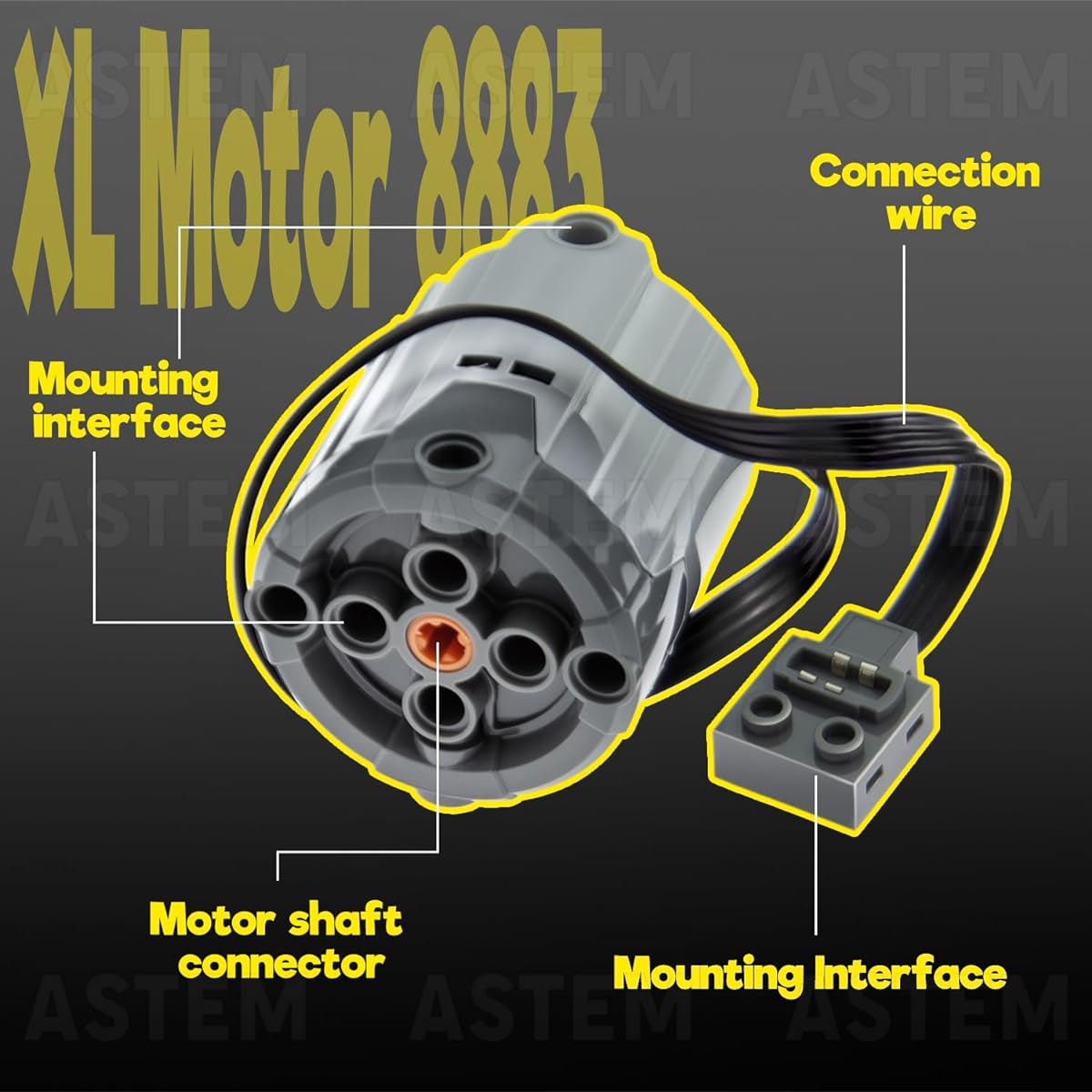 18 piece Power Functions set compatible with ASTEM technology parts, including XL/L/M motors, servo motors, remote control kits and parts kits.