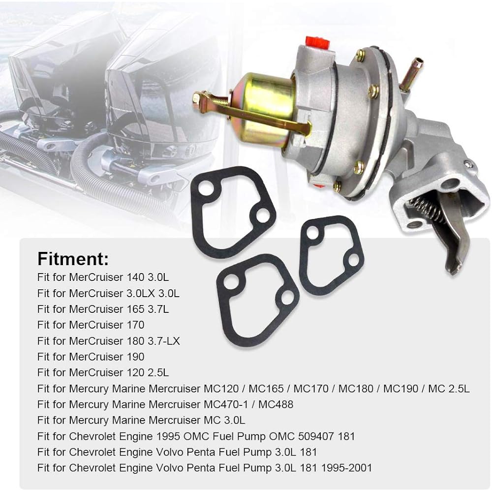 Mechanical Fuel Pump MerCruiser Mercury Marin MC120 MC165 MC170 MC180 MC190 MC470-1 MC488 Engine Penta 2.5L 3.0LX 3.0L 3.7L 3.7-LX 1995-2001 38548 4272 5A3 9 -35422 509407 18- 7282