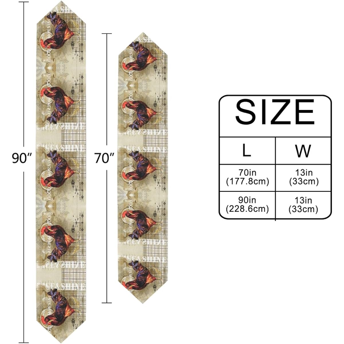 FULUHUAPIN Rooster Farmhouse Table Runner 13 x 70 Inch Farmhouse Style Striped Tabletop Party Supplies for Birthday Wedding Bridal Baby Shower Christmas 2030205