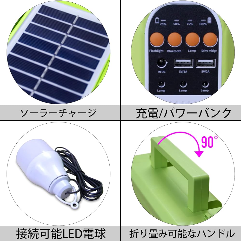 LED Solar Multifunctional USB Rechargeable Lantern, Handheld Light with Bluetooth Speaker, Super Bright Outdoor Waterproof Camping Light, Disaster Emergency Light, Search Light, Foldable Handle, Can Charge Cell Phones, SOS Warning Light, Free Bulb Provid