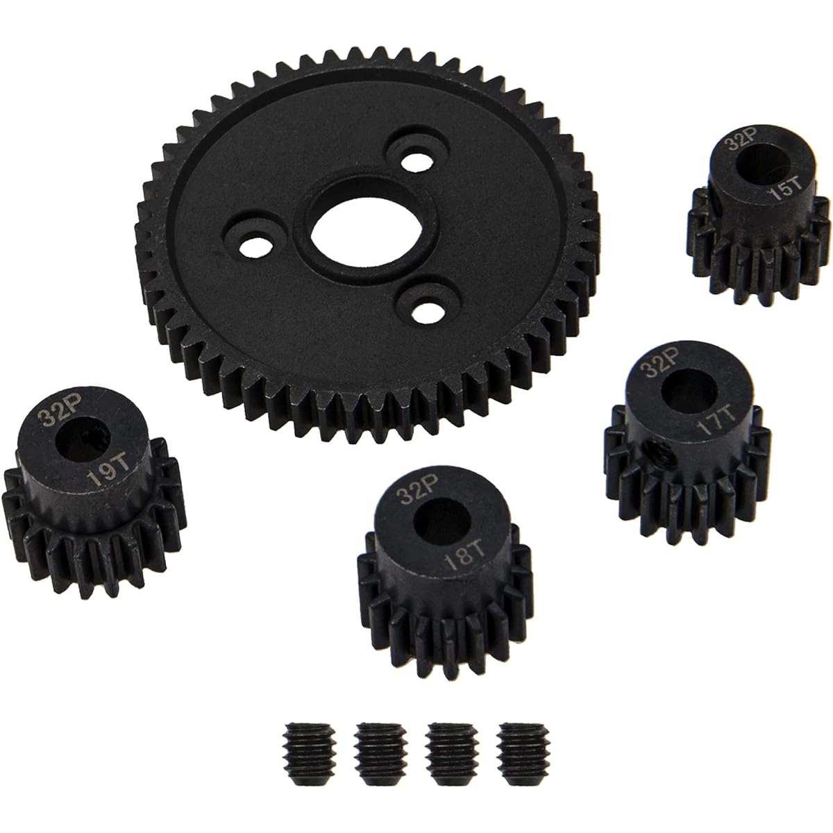 ShareGoo Steel 0.8 32 Pitch 54T Spur Gear & 15T/17T/18T/19T Pinion Gear Motor Gear Set Compatible with Traxxas Slash 4x4 4WD/2WD VXL Rally VXL Stampede 4x4 Summit E-REVO 1/10 RC Car