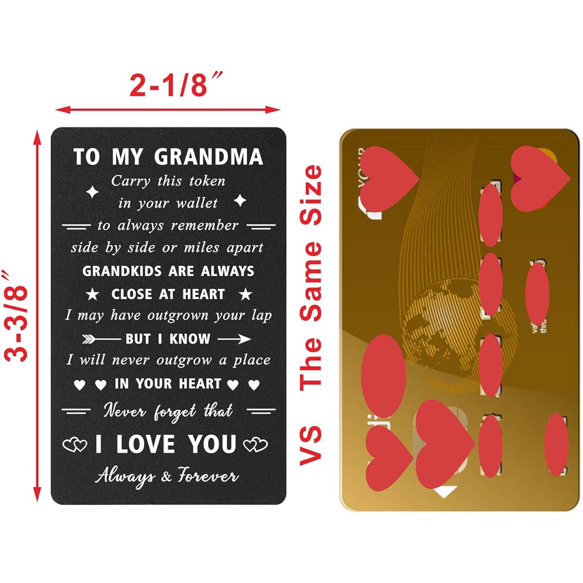 ENGZHI Grandma Cards, Grandma Gifts from Grandchildren, I Love Grandpa, Birthday, Mother's Day, Christmas, Valentine's Day, Metal Engraved Wallet Card