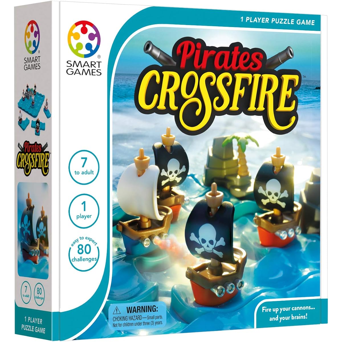 SmartGames Pirates Crossfire Board Game 80 Challenges and 4 Play Modes Ages 7+