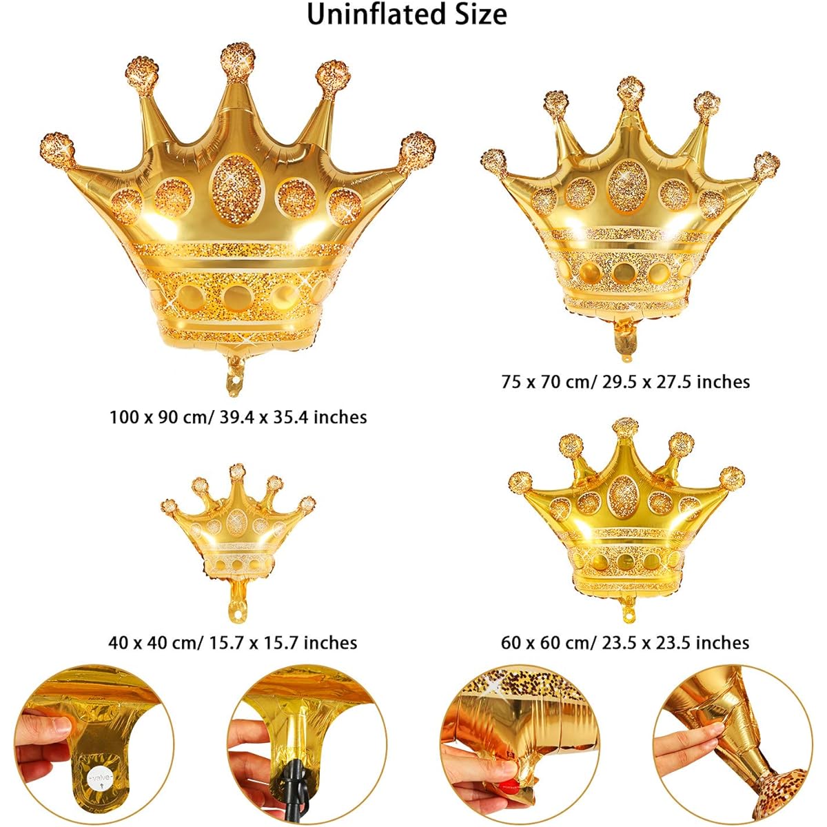 meekoo 0.1pcs Gold Crown Balloon Aluminum Foil Crown Balloon 0.1 Size