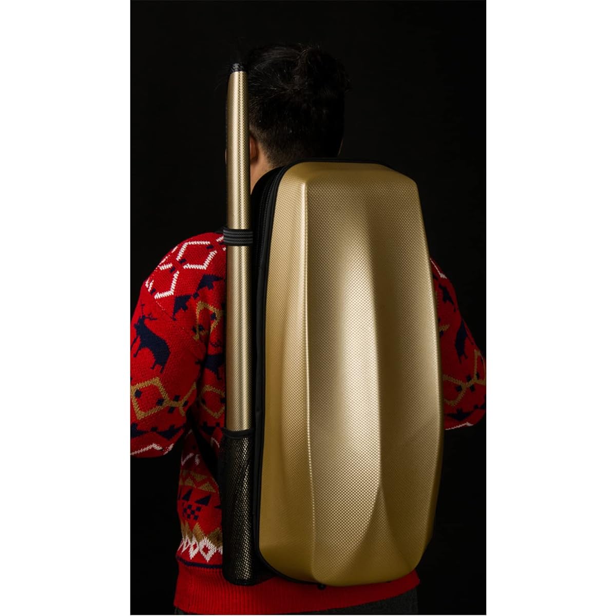 Violin Case Carbon Fiber PC Hard Shell Fits 4/4 Full Size - Violin Backpack with Hygrometer Violin Music Bag,Gold-1/4