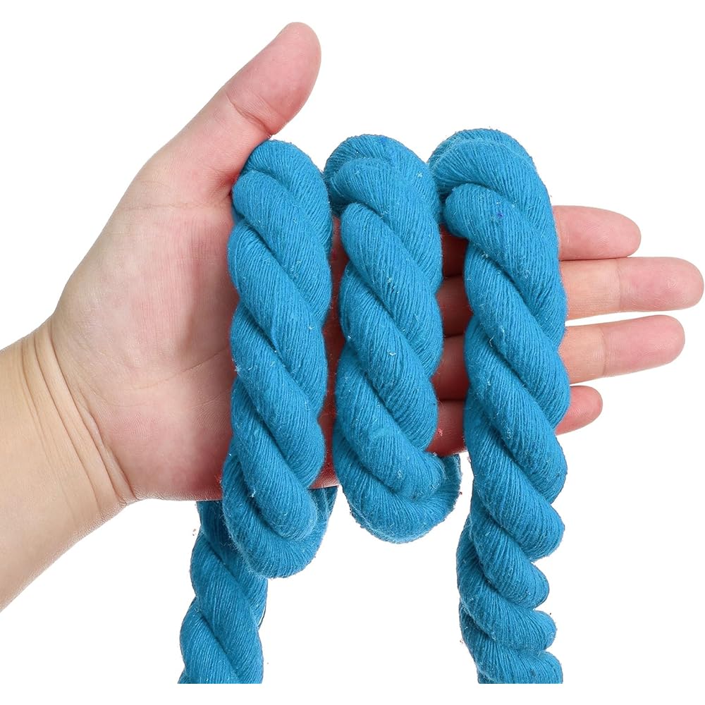 PATIKIL 15 Feet Tug of War Rope for Adults and Teens, 3 Braided Natural Cotton Rope with Flag for Yard Games and Team Building Activities Blue Color