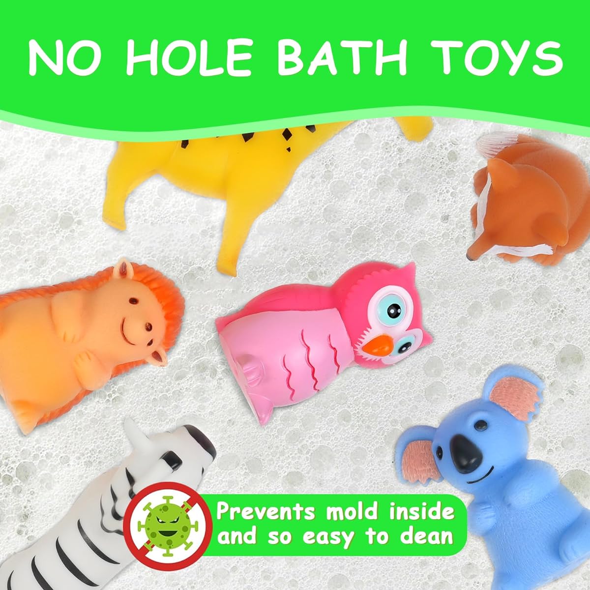 DONGTOIZ No Hole Mold Free Bath Toys for Kids Animals No Mold Baby Bath Toys Toddlers Baby Bathtub Water Toys Baby Gifts for Boys Girls Birthday
