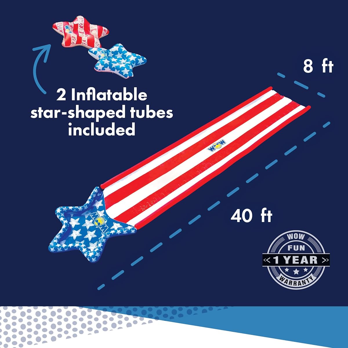 WOW Sports Americana Stars and Stripes Giant Super Slide 40' x 8'