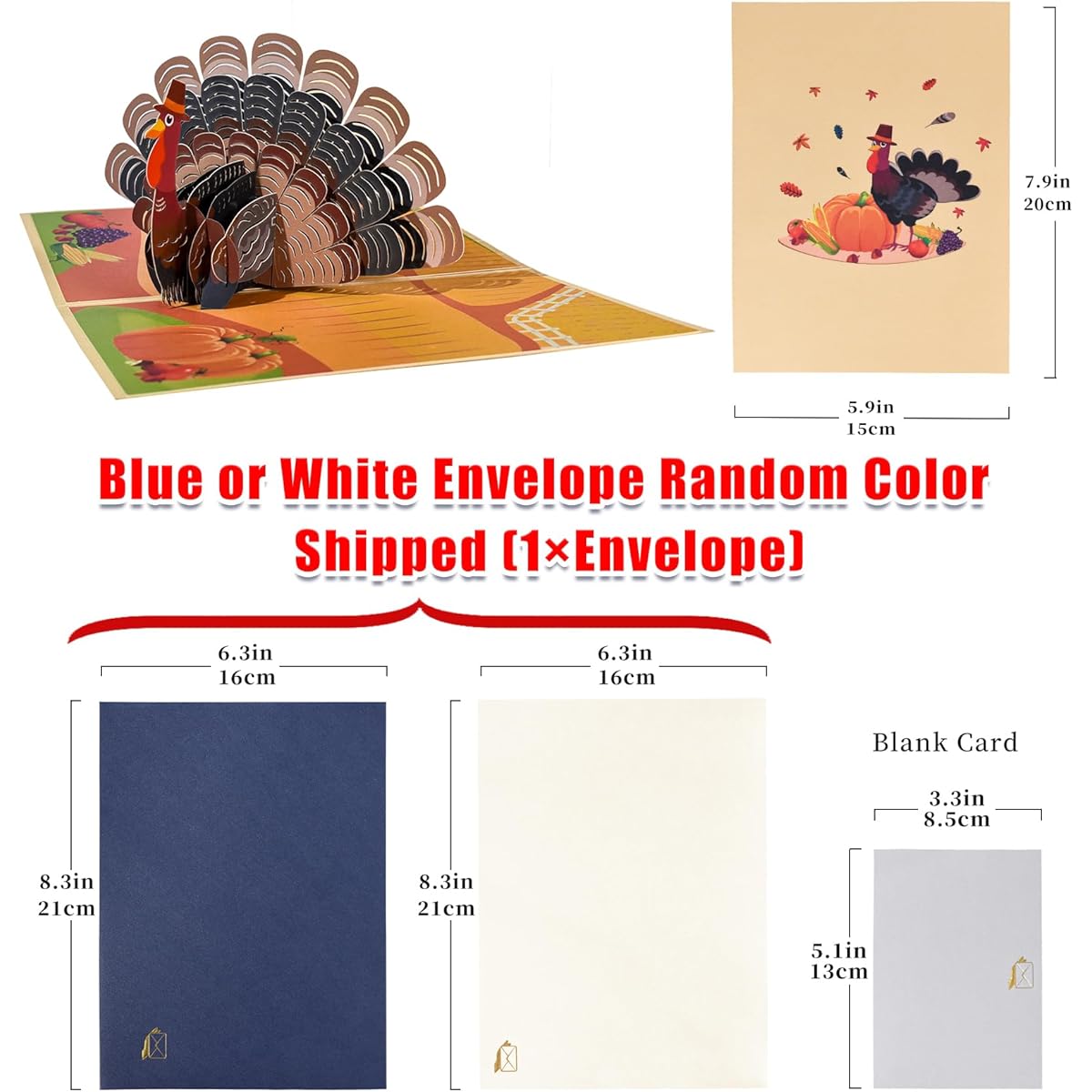 GREETING ART 3D Turkey Pop Up Card Pop Up Thanksgiving Card with Envelope Turkey Fall Birthday Card Gratitude Anniversary Card