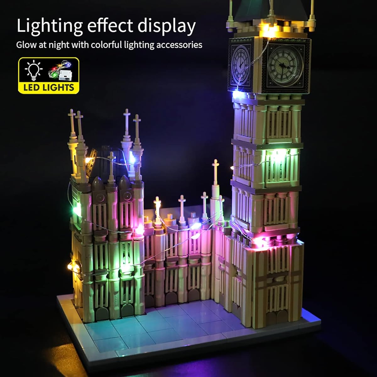 Big Ben Building Set Model Kit with Lights and Real Clock Architecture London World Famous Architectural Model Toy Gift for Kids and Adults (795 Pieces)