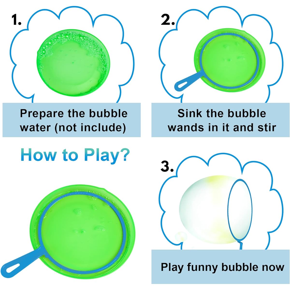 Big Bubble Wand Set, 12" Giant Bubble Wand Toy with Tray, Bulk Large Bubble Making Toy for Kids and Adults - Summer Outdoor Bubble Toys, Kids Gifts, Birthday Games