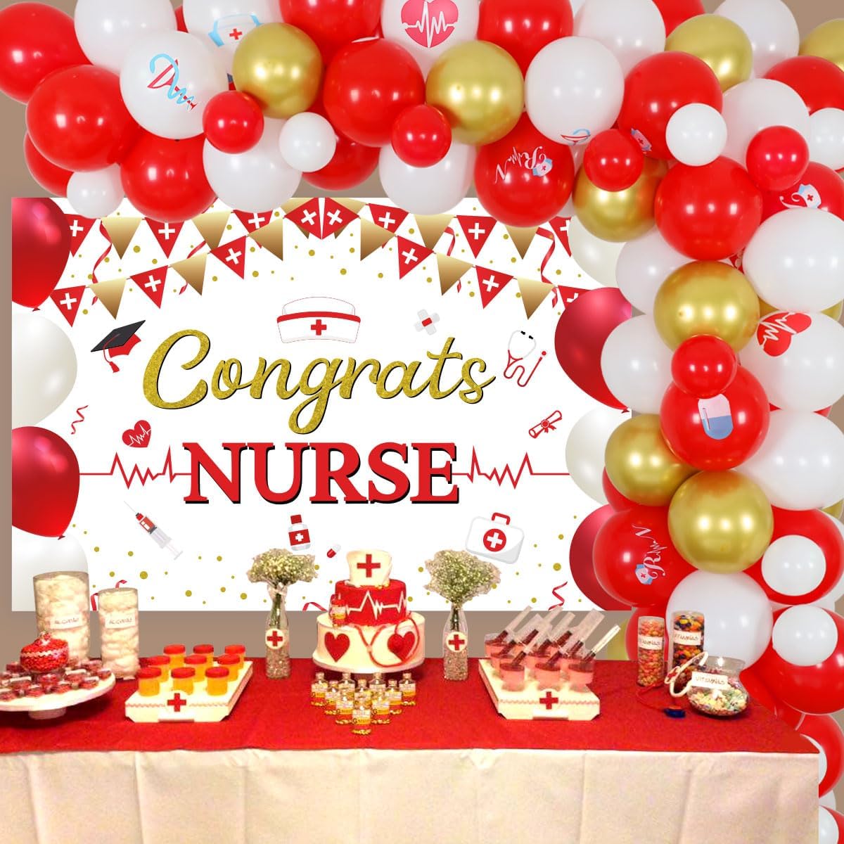 Nurse Graduation Party Decorations 2022 - Nurse Balloon Garland Arch Kit Nurse Background RN LPN BSN Medical School Graduation Party Decorations Supplies for Nurse's Day