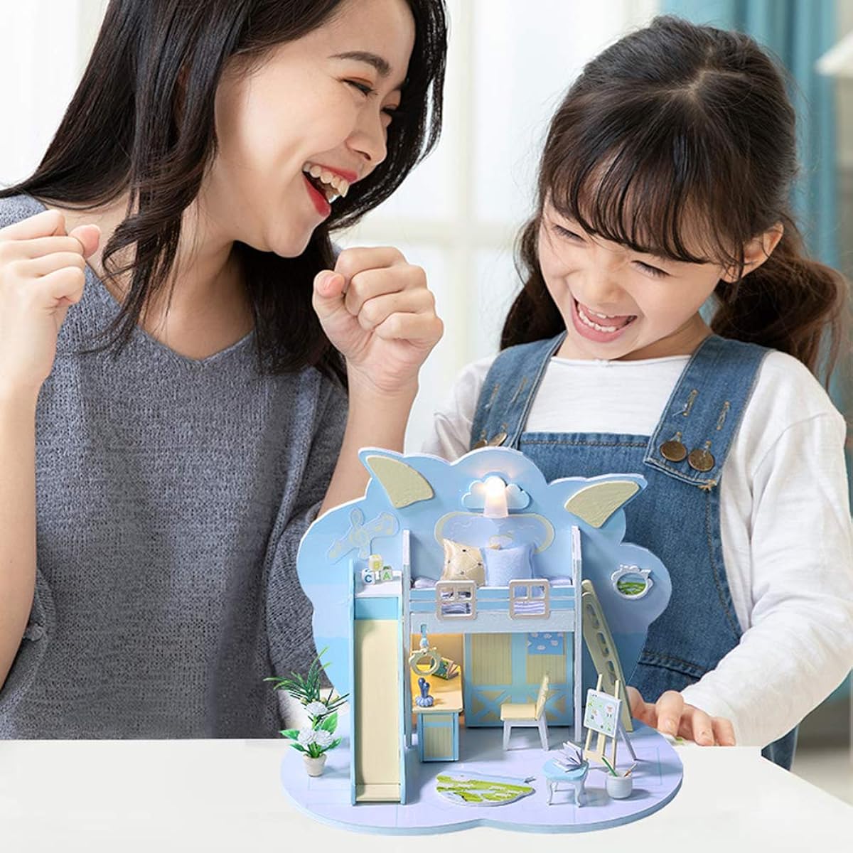 Spilay DIY Dollhouse Miniature with Wooden Furniture Handmade Home Craft Mini Model Kit with Cover and Music Box 1:24 3D Creative Dollhouse for Adults Teenagers Gifts (P004)