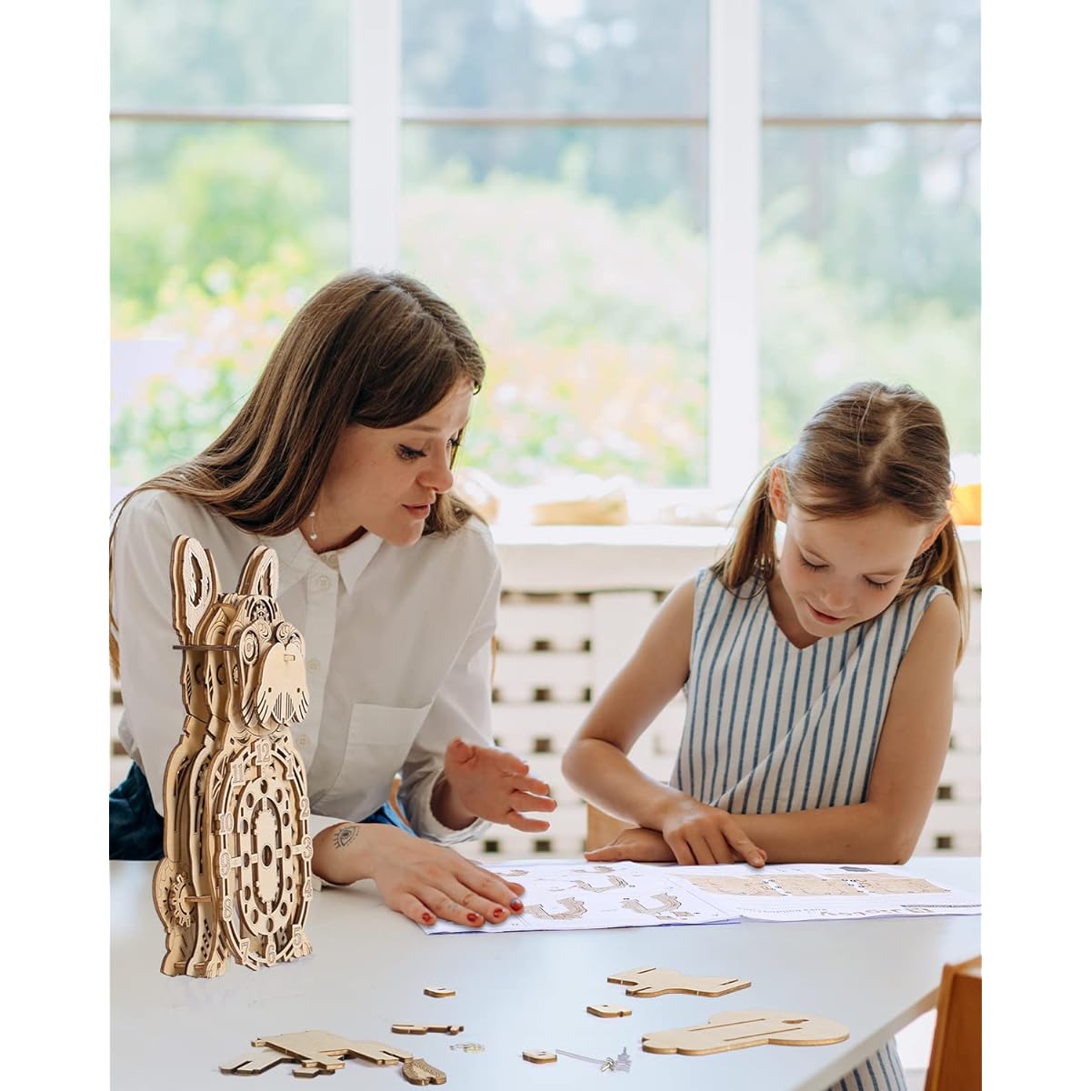 Handmade DIY 3D Wooden Puzzle for Adults and Kids: Unique Desk Decoration for Christmas/Birthday Gift, Mechanical Bulldog Wood Puzzle Model