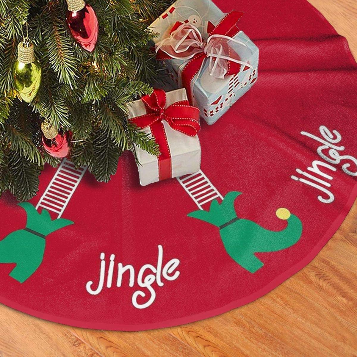 MSGUIDE Elf Legs Christmas Tree Skirt 48" Christmas Tree Skirt Holiday Christmas Decorations Christmas Tree Mat