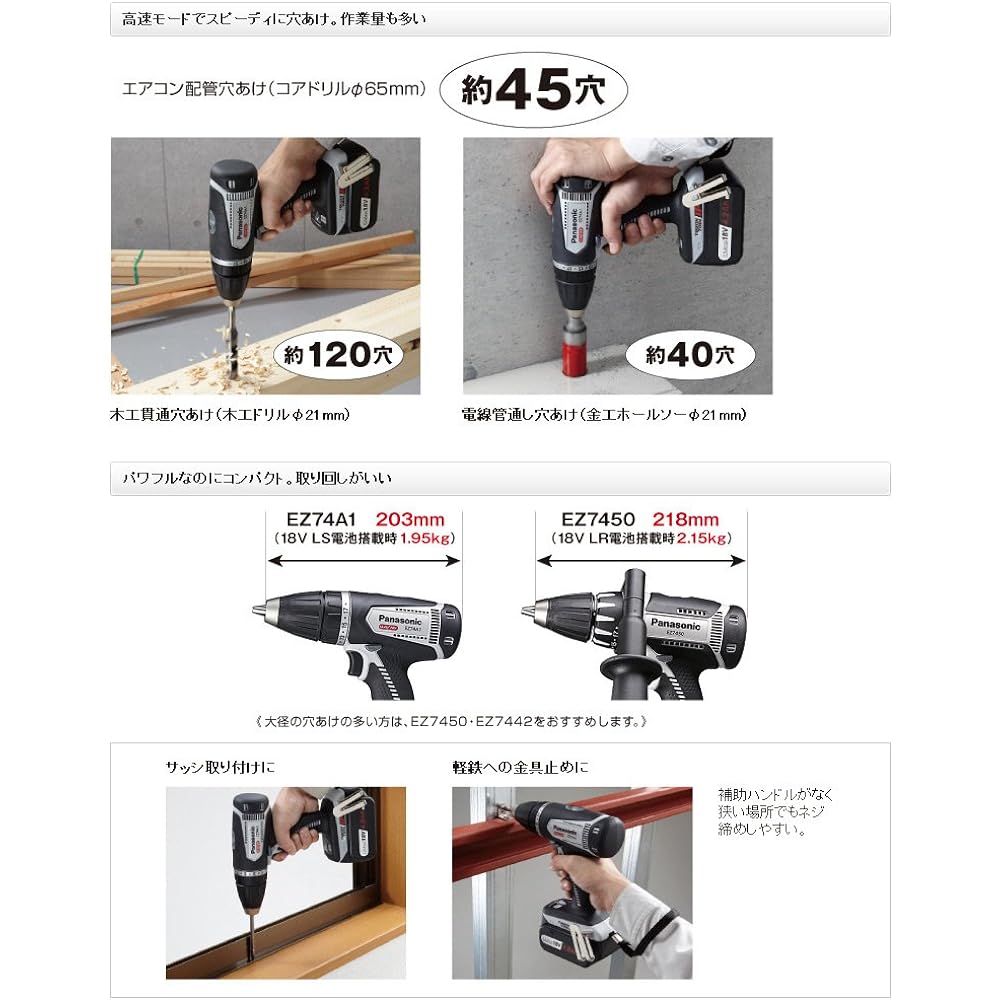 Panasonic Rechargeable Drill Driver Gray EZ74A1X-H