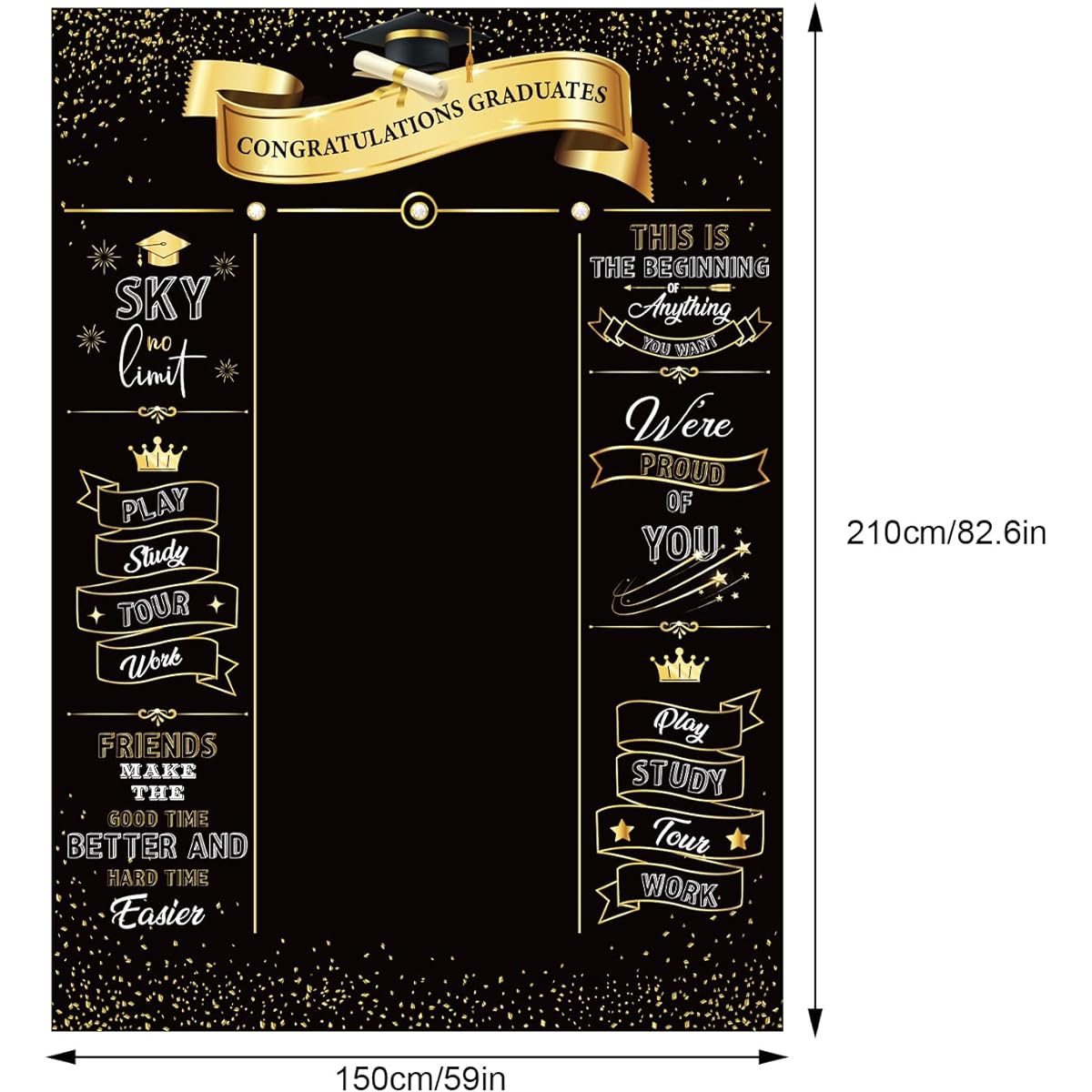 Graduation Backdrop 5x7ft Black and Gold Graduation Party Background Graduation Photo Backdrop Congratulations Graduation Banner Graduation Gift Graduation Ceremony Graduation Decorations Photo Booth for Graduation Prom Party