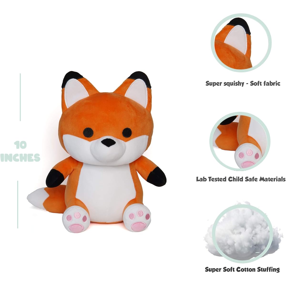 Avocatt Orange Red Fox Plush Toy - 10" Stuffed Animal - Cuddly Soft Fabric and Filling - Cute Toy Gift for Boys and Girls