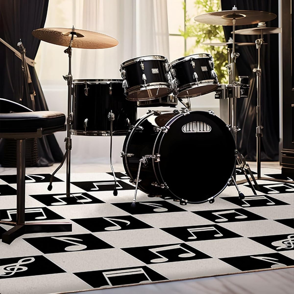 Piano Mat 140CM x 160CM Drum Carpet Soundproof Pad Soundproof Carpet Electronic Drum Kit Floor Protection Anti-Slip Quiet Sound Absorption Anti-Mite Vibration Absorption Washable Studio Home Floor Mat All Seasons