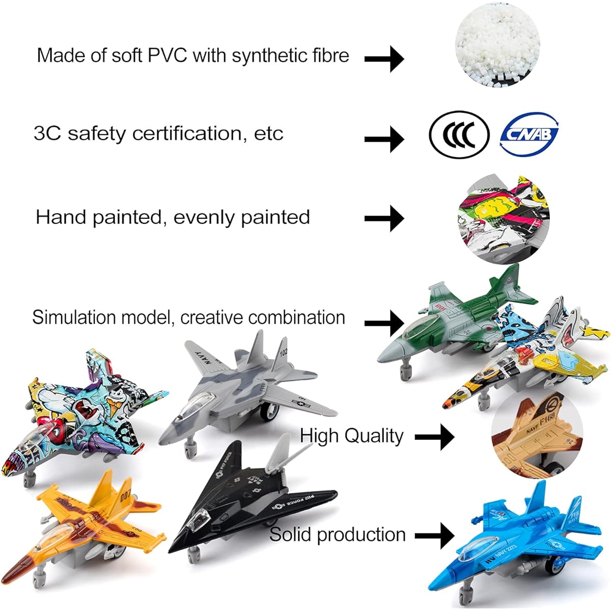 Atralo Service 12-in-1 Model Airplane Toy Set Diecast Metal Military Theme Fighter Jet Mini Air Force Kids Playset