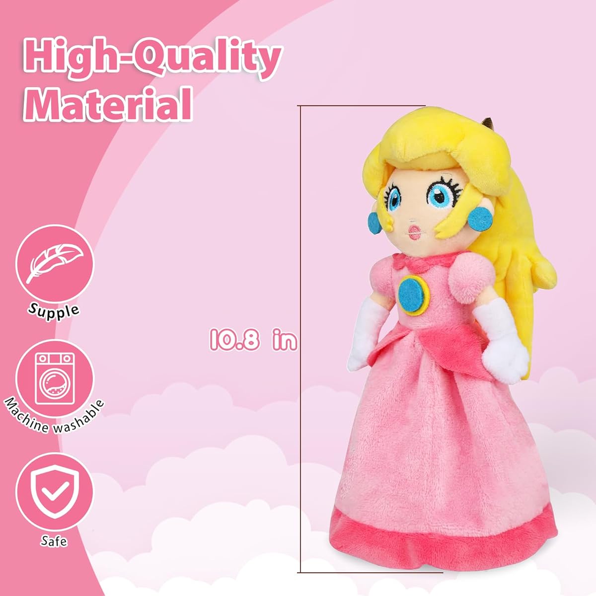 KILATIVE Princess Peach Plush Princess Peach Doll Collection Mario Plush Toy 11 Inch (Pink Sweet Gift for Mario Fans)