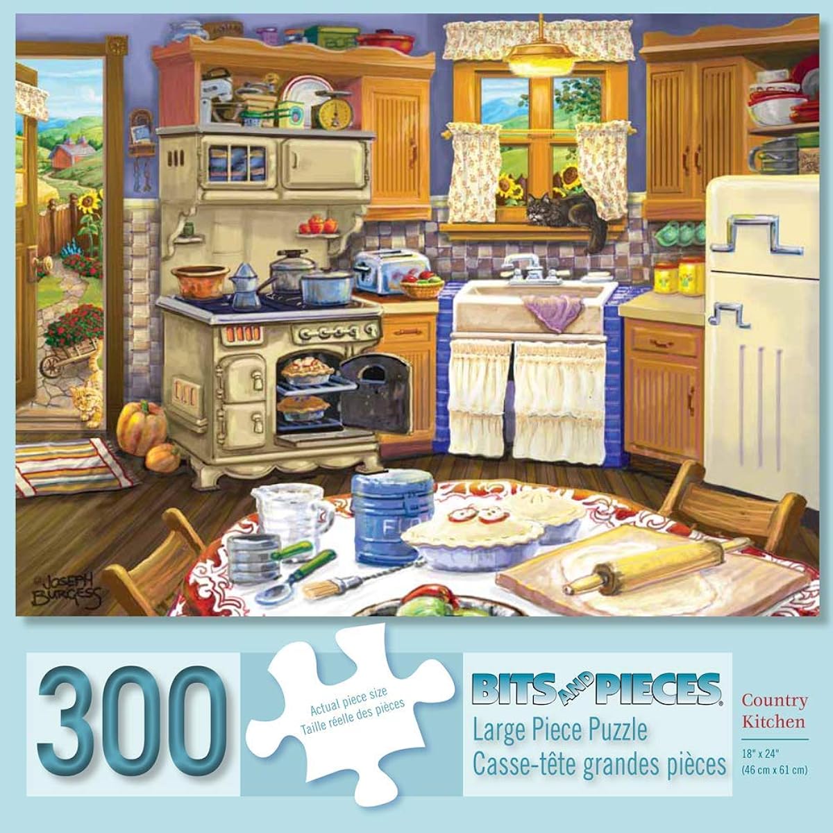 Bits and Pieces - 300 Piece Jigsaw Puzzle for Adults 18" x 24" - Country Kitchen - 300 Piece Americana Jigsaw Artist: Suzanne Cruise