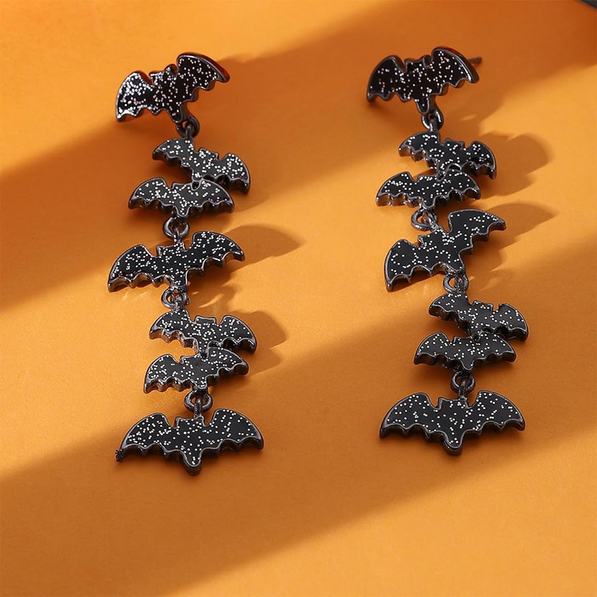 Halloween Earrings Black Bat Dangle Earrings Boo Earrings Cute Pumpkin Earrings Statement Spider Spooky Earrings Fun Halloween Holiday Scary Decorations Party Jewelry Gifts for Women/Girls