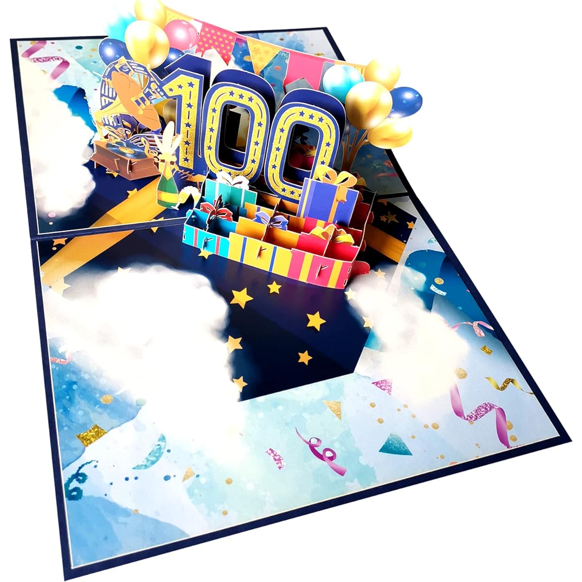 UVATAHONA 100th Greeting Birthday Card Pop Up Happy 100th Birthday Card 100th Birthday Card Perfect for Husband, Wife, Mom, Dad, Sister, Brother, Friend