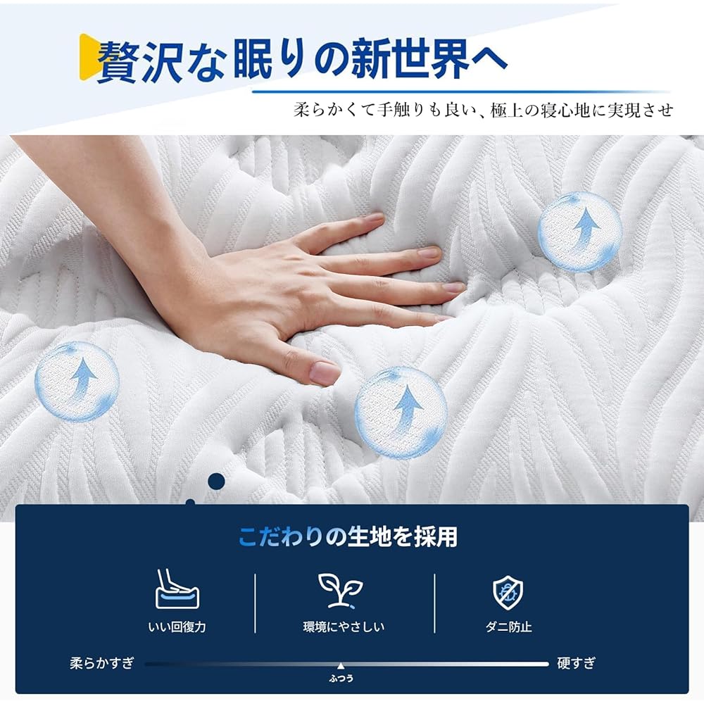 Avenco Queen Mattress, Thickness 21cm, High Repulsion, Body Pressure Dispersion, Pocket Coil Mattress, Bamboo Charcoal Memory Foam, Sleeping Position Memory, Deodorizing, Moisture Absorption, 644 Coils, Parallel Arrangement, 160*195*21cm