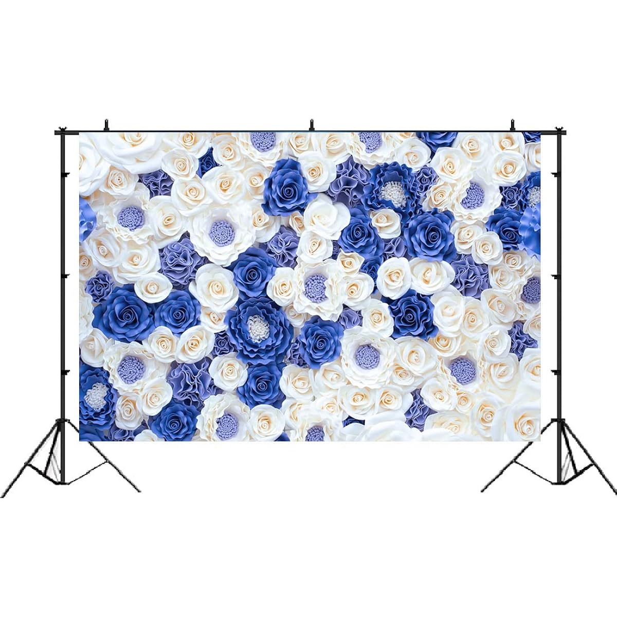 Lofaris Spring Blue White Floral Backdrop for Photography Rose Flower Wall Valentine's Day Mother's Day Bridal Shower Background Celebration Birthday Anniversary Party Decoration Portrait Booth Props 5x3ft