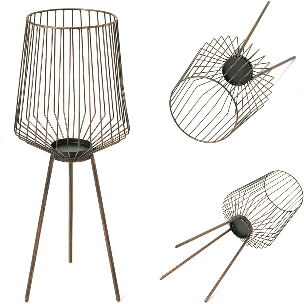 SPICE OF LIFE Pot Cover Contempo Iron Basket Stand Bronze Diameter 22.2cm Height 55.8cm CNGT5250