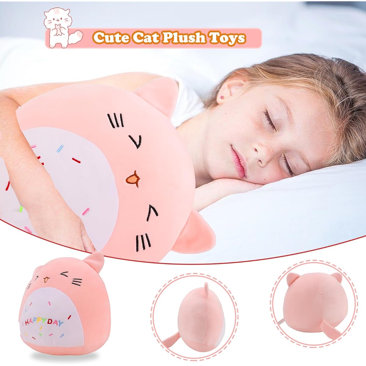Ezrealhoon Cat Plush Toy 12 Inch Cat Pillow Soft Stuffed Cat Plush Cat Pillow Stuffed Toy Soft Plush Pillow Baby Stuffed Animal Cat Shape Design Sofa Pillow Decorative Doll (Cat A)