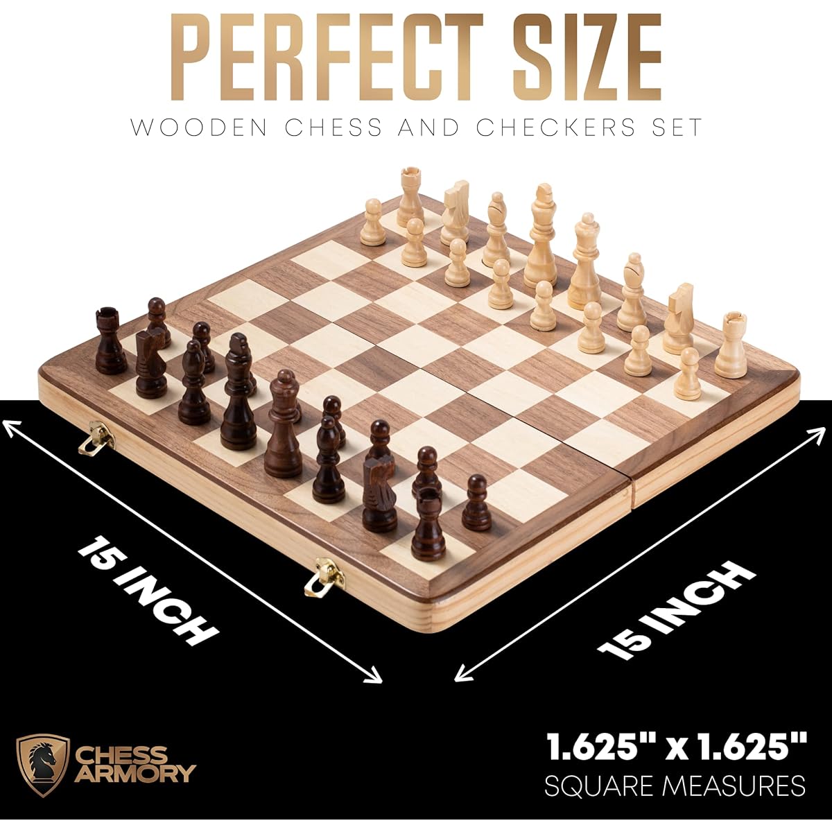 Chess Armory Wooden Chess and Checkers Chess Set