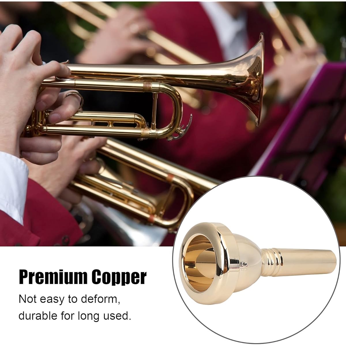 Trombone Mouthpiece Tenor Large Shank Mouthpiece TR‑03 Metal 12.7mm 5G Trombone Accessories Replacement (Gold)