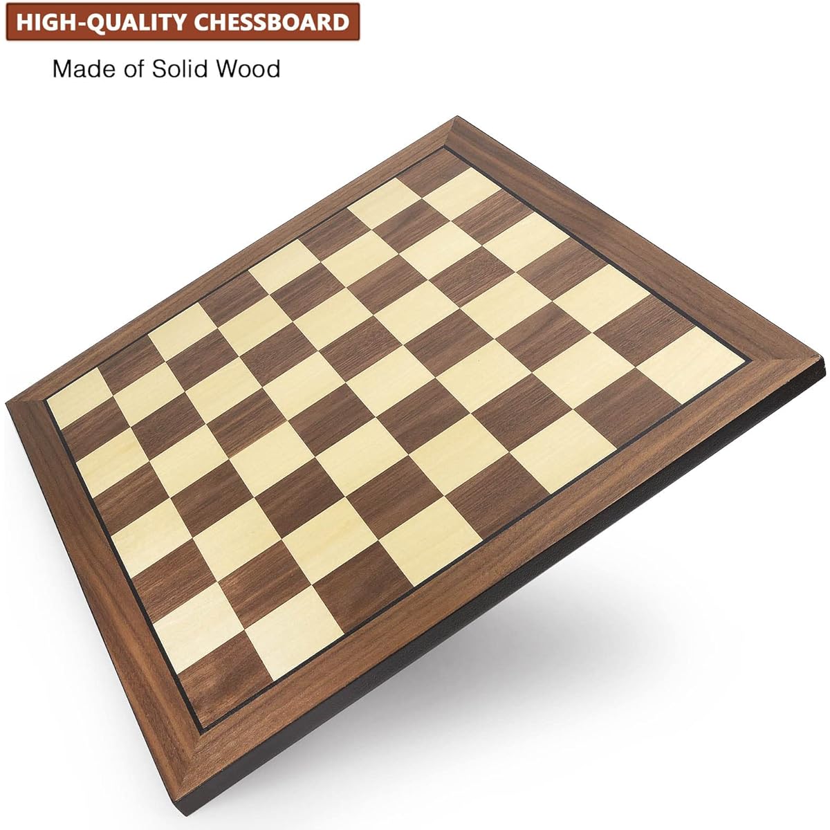 AMEROUS 17" Wooden Chess Board Only, Professional Tournament Chess Board Large Size with Gift Package - Chess Rules, Chess Board Game for Beginners, for Kids, Adults