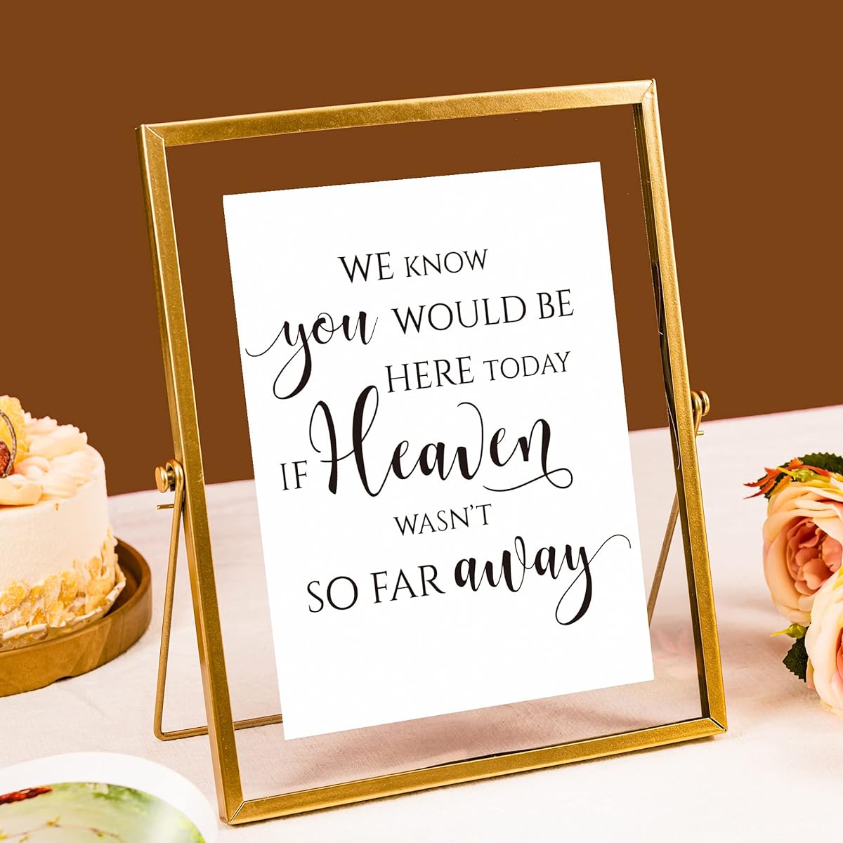 Calculs Wedding Memorial Table Sign Memorial Centerpiece Gold Floating Photo Frame Wedding Sign Place Card/Menu Holder Loving Memory Sign We Know You Would Be Here Today