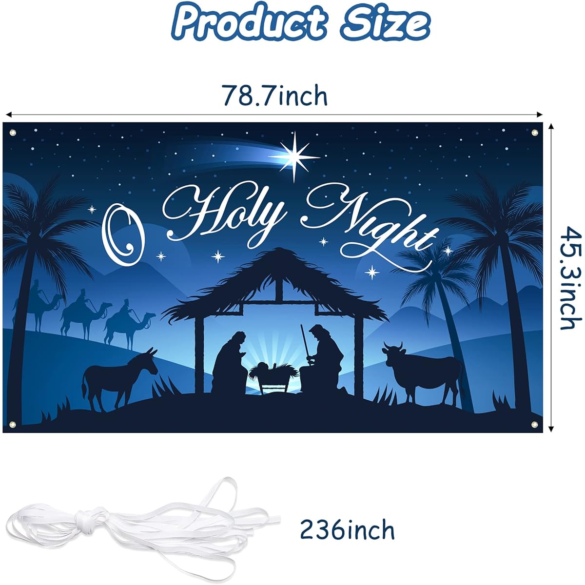 WATINC Christmas Nativity O Holy Night Backdrop Christmas Jesus Birth Winter Holiday Religious Christian Party Wall Decor Supplies Photo Props Booth Home Church Outdoor 78 x 45 Inch