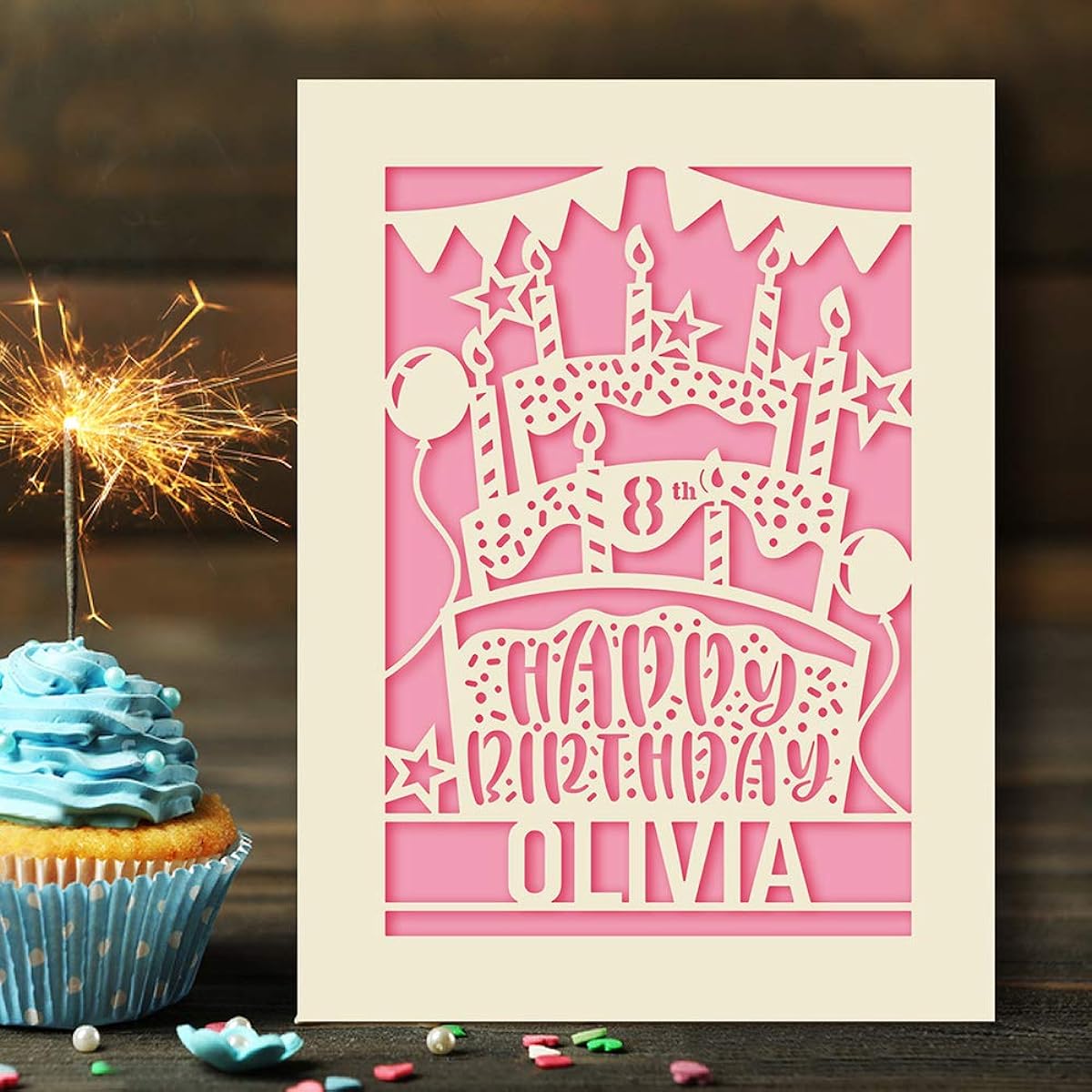 Personalized Birthday Card Custom Happy Birthday Gift for Her/Daughter/Kid/Son/Granddaughter/Friend/Girlfriend with Envelope 12th/13th/16th/21st/30th/40th/70th/(Pink)