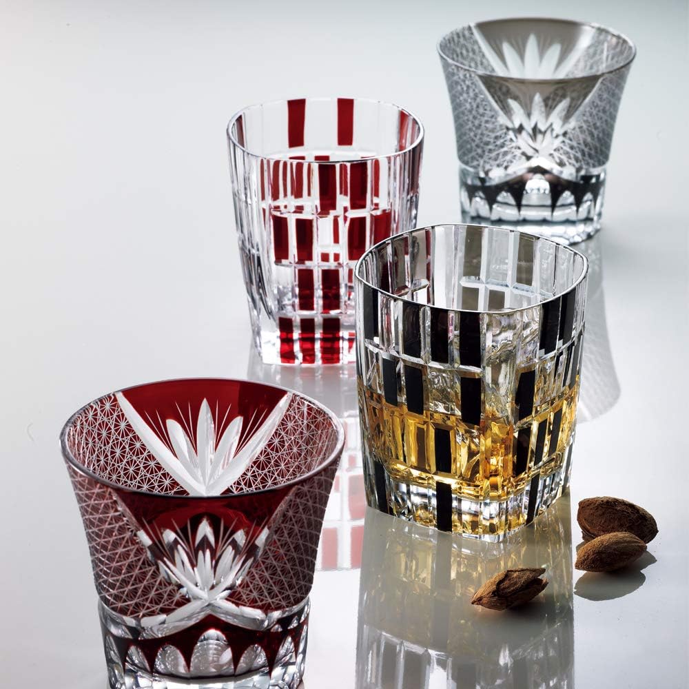 NARUMI Pair Glass Glass Works Swirl Black & Red 280cc GW6053-2230