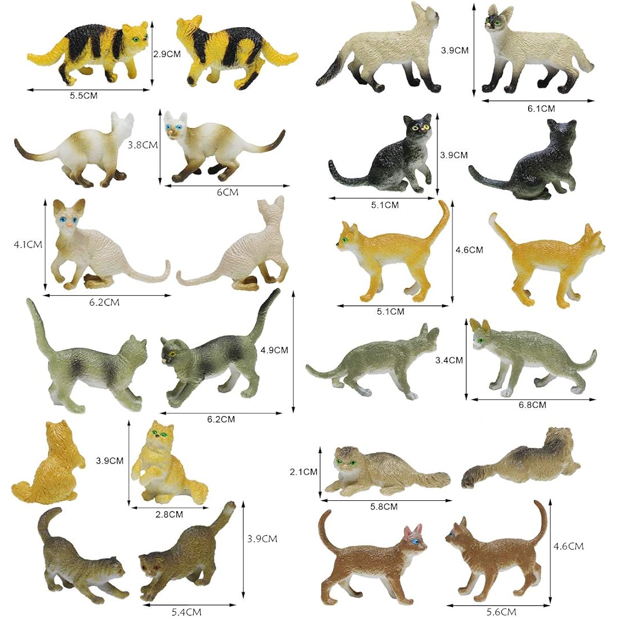 Larcele 12 Kinds Simulated Mini Plastic Animal Model Cat Toy Figures for Kids FZM-01 (Cat)